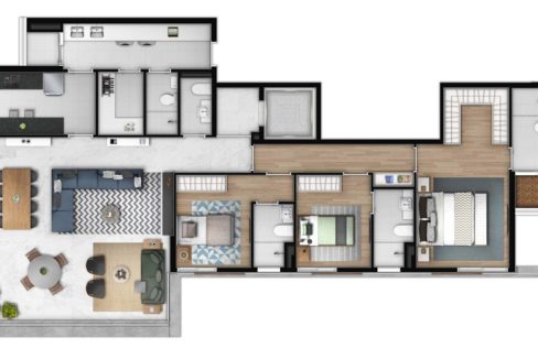 Simetria Campo Bela - Final 2 sem Caixilho (Integrado ao Terraço) - Opção