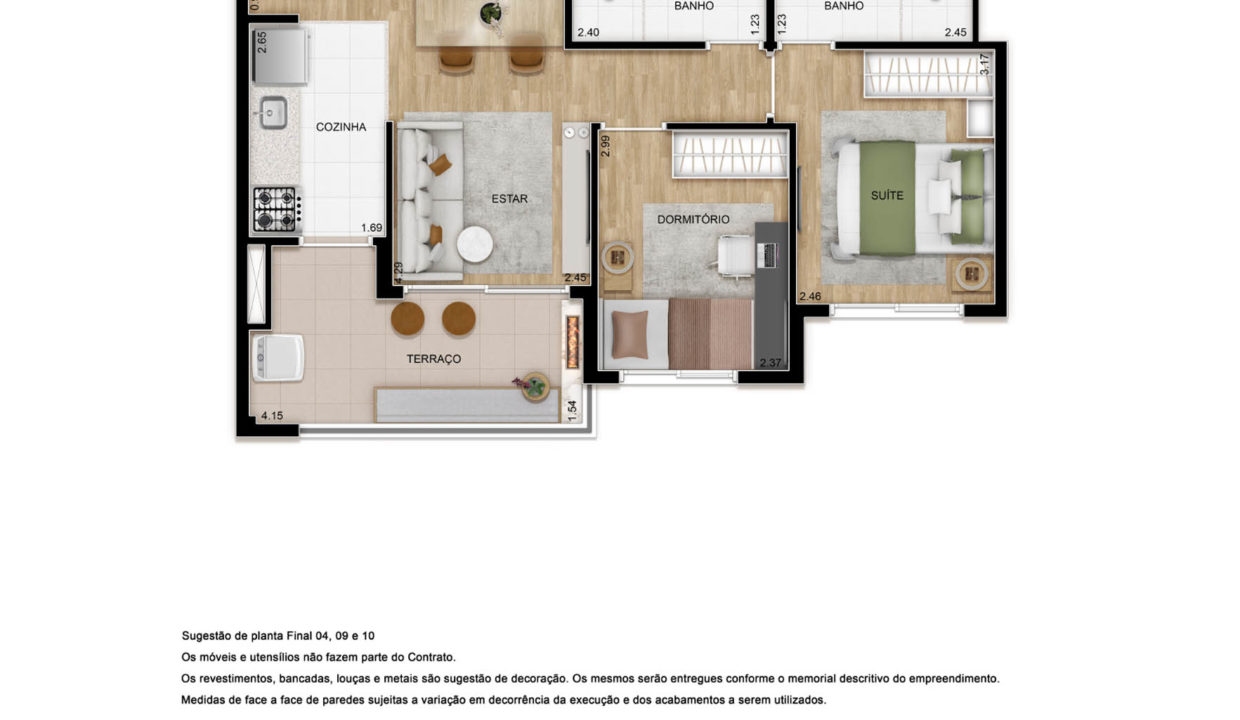 Opção 1 - Planta de 54m² do TEG Mooca