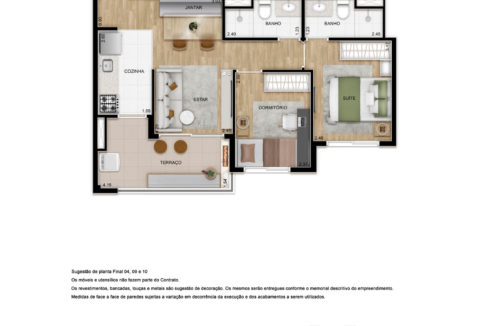 Opção 1 - Planta de 54m² do TEG Mooca