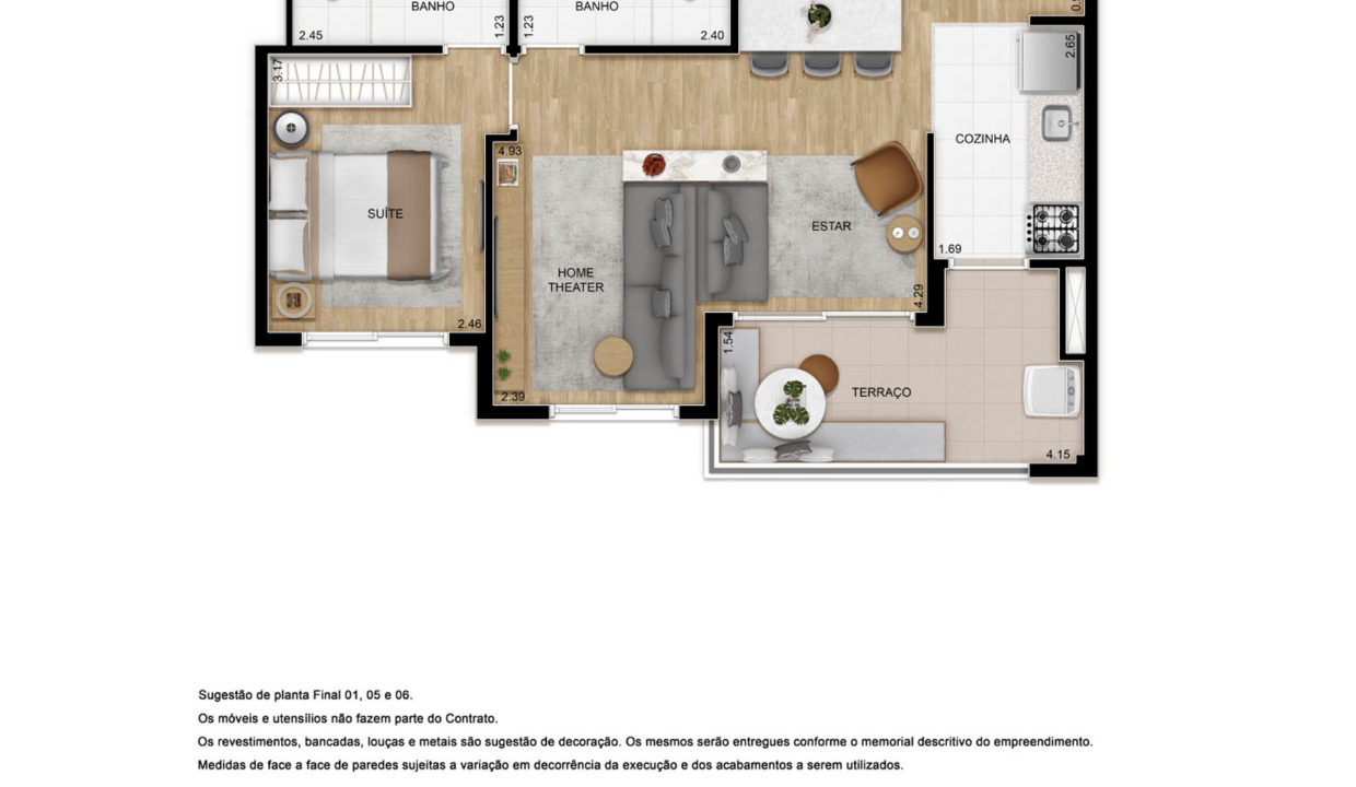 Opção 2 - Planta de 54m² do TEG Mooca