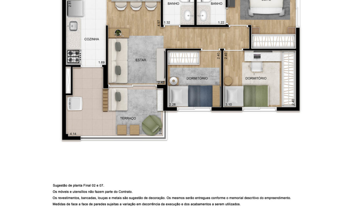 Opção 3 - Planta de 67m² do TEG Mooca