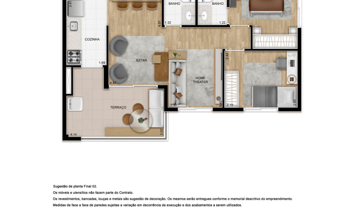 Opção 4 - Planta de 67m² do TEG Mooca