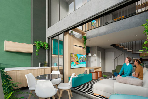 Perspectiva Artistíca da Unidade Uirá Duplex 64m² - ARTEM Anália Franco