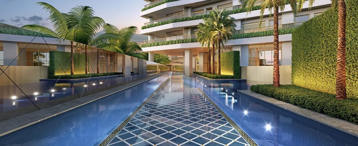 Piscina Descomenta de 57m da Torre Residencial do Lançamento Villa by Versace Home