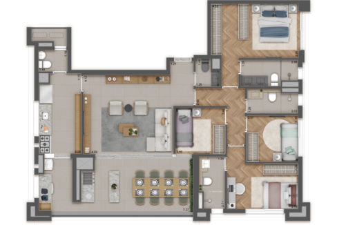 Planta do Apartamento de 127m² do HAUS Mitre Aclimação