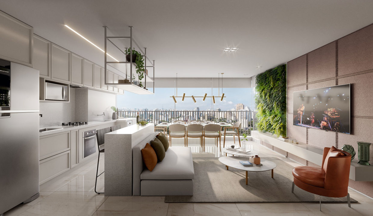 Living Ampliado do Apartamento de 79m² do NATTUR Nova Klabin