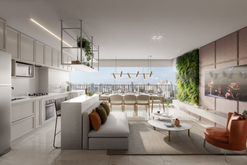 Living Ampliado do Apartamento de 79m² do NATTUR Nova Klabin